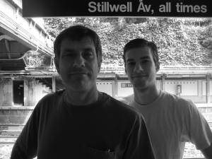 My son and I at a New York City subway stop (2008)